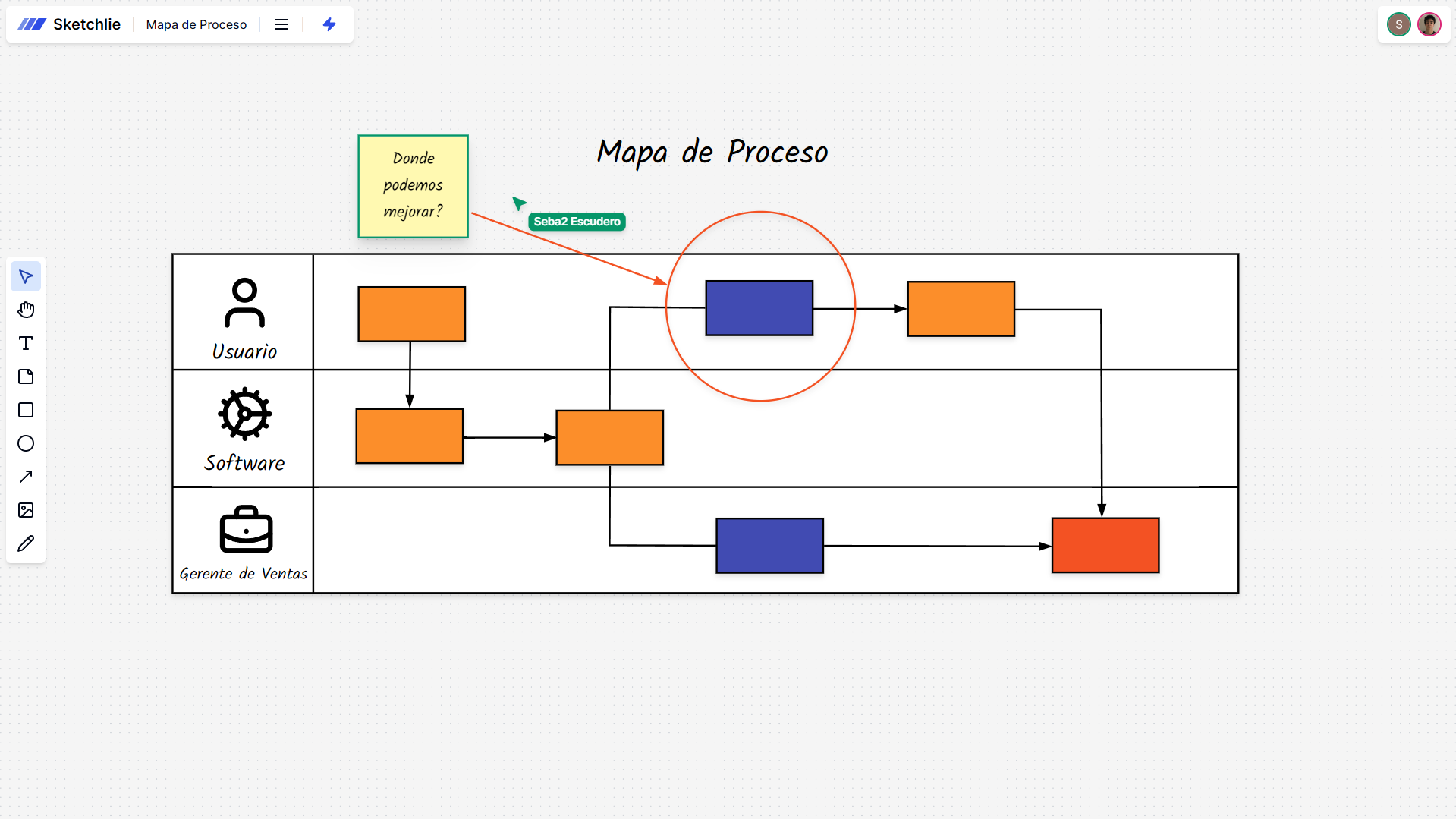 Project management on online whiteboard